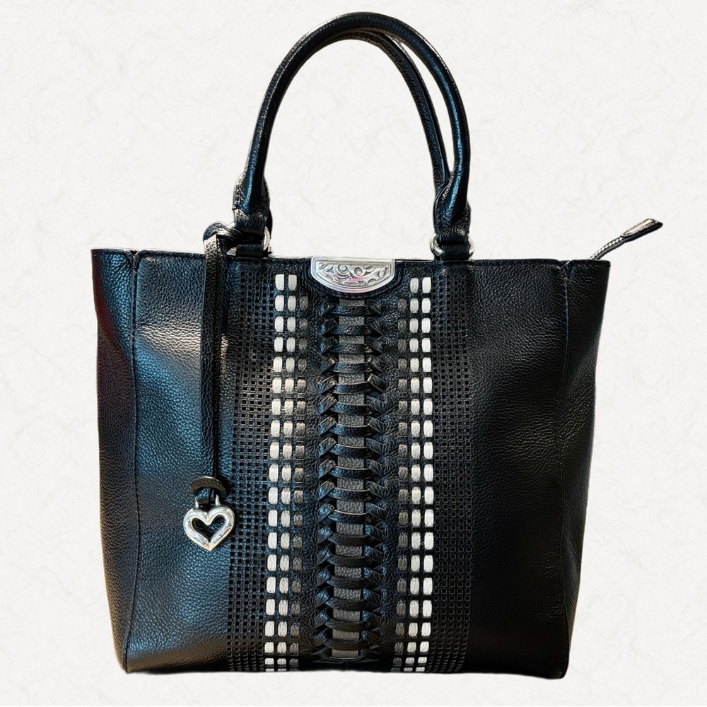 Brighton Daniela Andalusia Tote Woven Leather Pebble Grain EUC